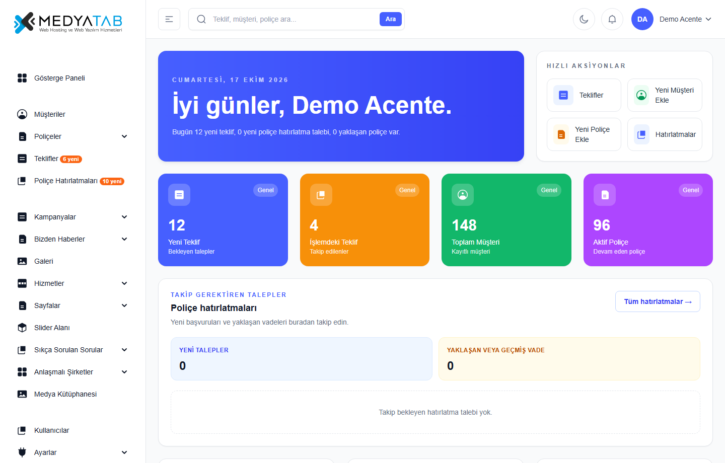 TABACENTEM yönetim paneli ekran görüntüsü